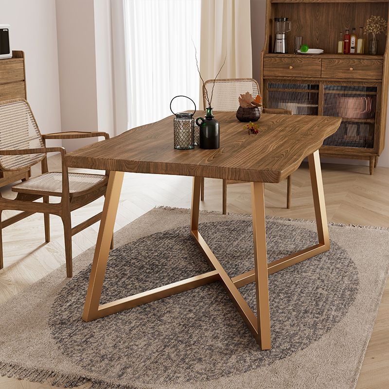 Tavolo da pranzo a base di metallo oro Tavolo da cucina per la sala da pranzo in legno massiccio