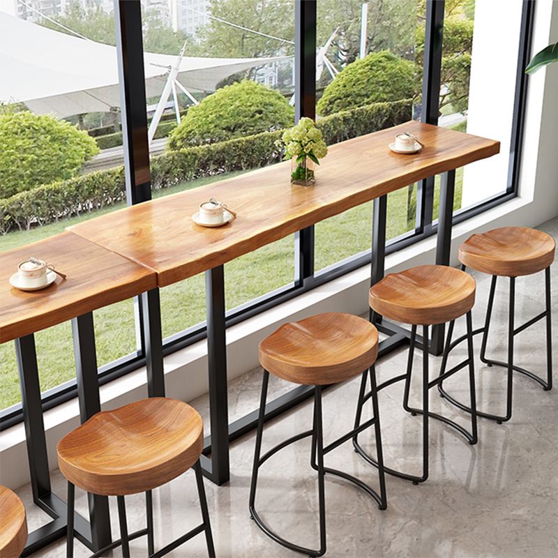 Rectangular Bar Height Table Black Metal Base Bar Table for Dining Room Clearhalo 'Bar Furniture' 'Bar Tables' 'bar_tables' 'furn' 'furn_bar_tables' 'Furniture' 'Kitchen & Dining Furniture' 1200x1200_3e60b06b-4a6d-4b8a-a1b8-fd7788a44425