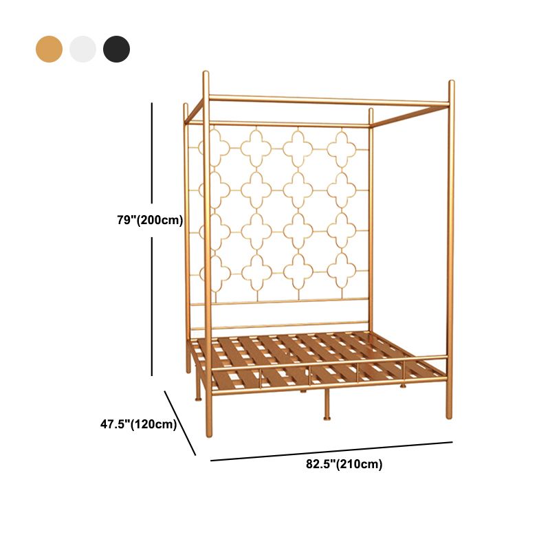 Metal Four Poster Bed con cabecera de marco abierto, cama estándar glamorosa