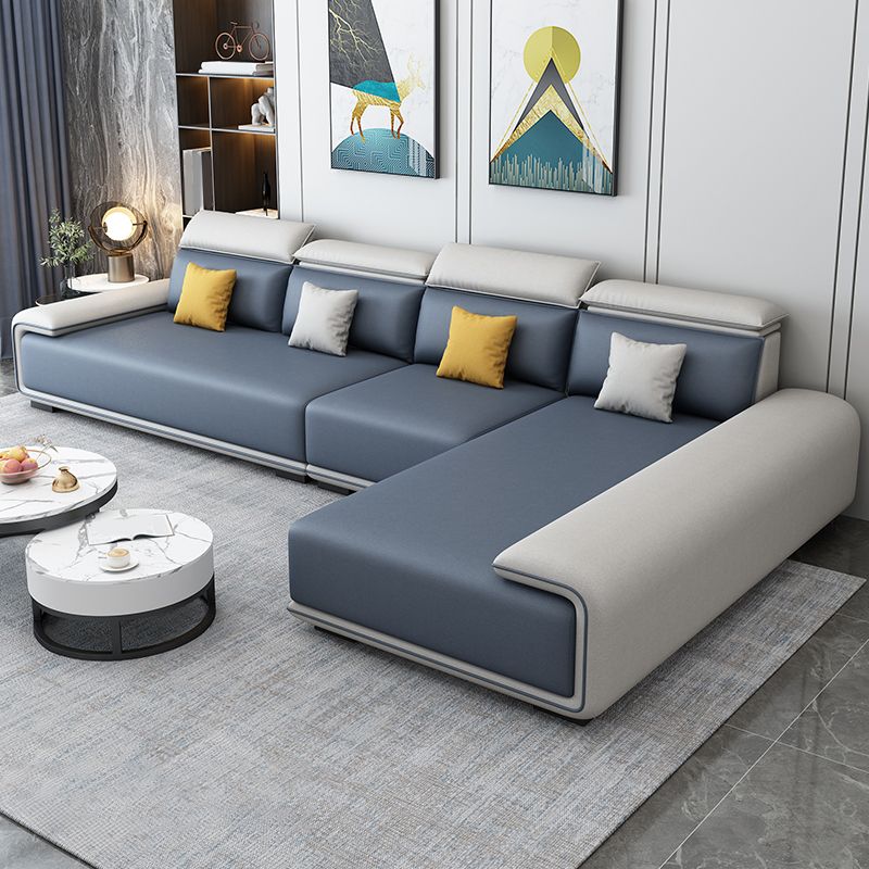 30.3"H Modern Faux Leather Square Arm Sofa & Chaise for Living Room Clearhalo 'furn' 'furn_sectionals' 'Furniture' 'Living Room Furniture' 'Sectionals' 1200x1200_3e63fe07-4fa3-4124-ac8e-706a2e8a08c8