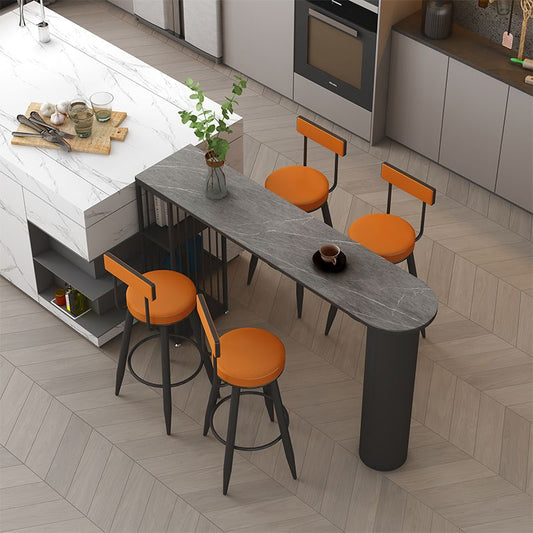 Contemporary Bar Dining Table with Shelves Indoor Bar Height Table Iron Base Clearhalo 'Bar Furniture' 'Bar Tables' 'bar_tables' 'furn' 'furn_bar_tables' 'Furniture' 'furniture_bar_tables' 'Kitchen & Dining Furniture' 'kitchen&dining_furn' 'kitchen' 1200x1200_3e643352-16bd-45e6-b34a-70900582f214