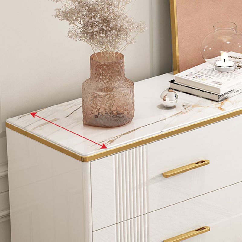 Glam Stone Coffre de rangement pour chambre à coucher, 30 cm de large, blanc avec tiroirs