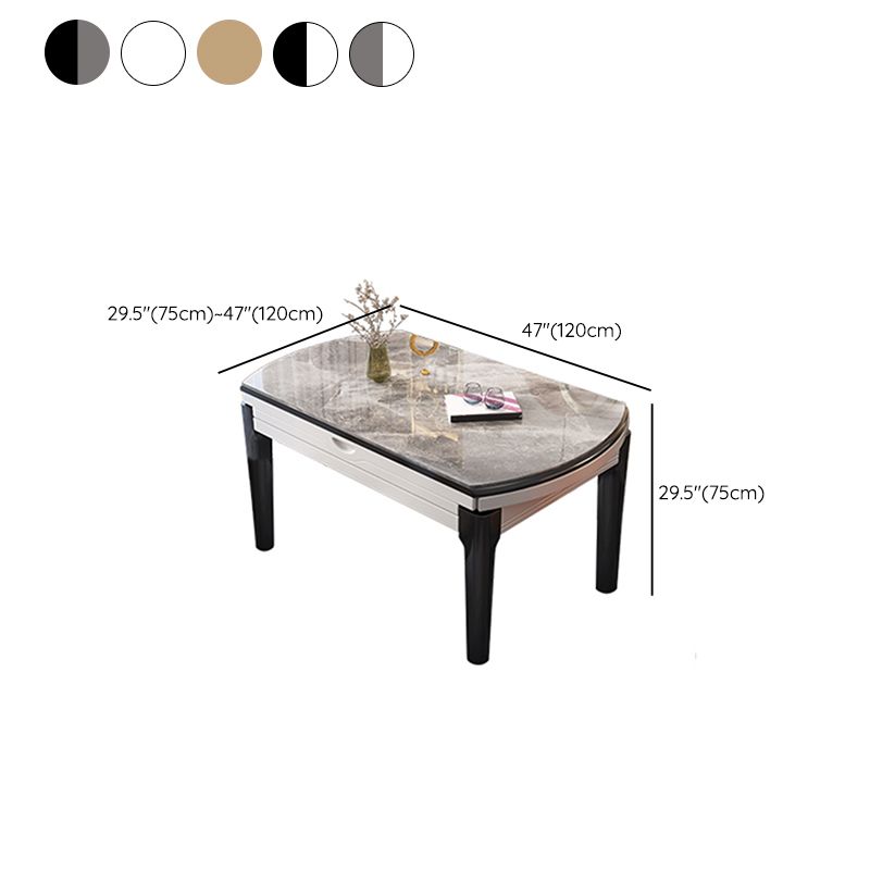 Mesa de comedor sencilla y moderna, mesa de comedor con forma rectangular y base de madera para sala de estar