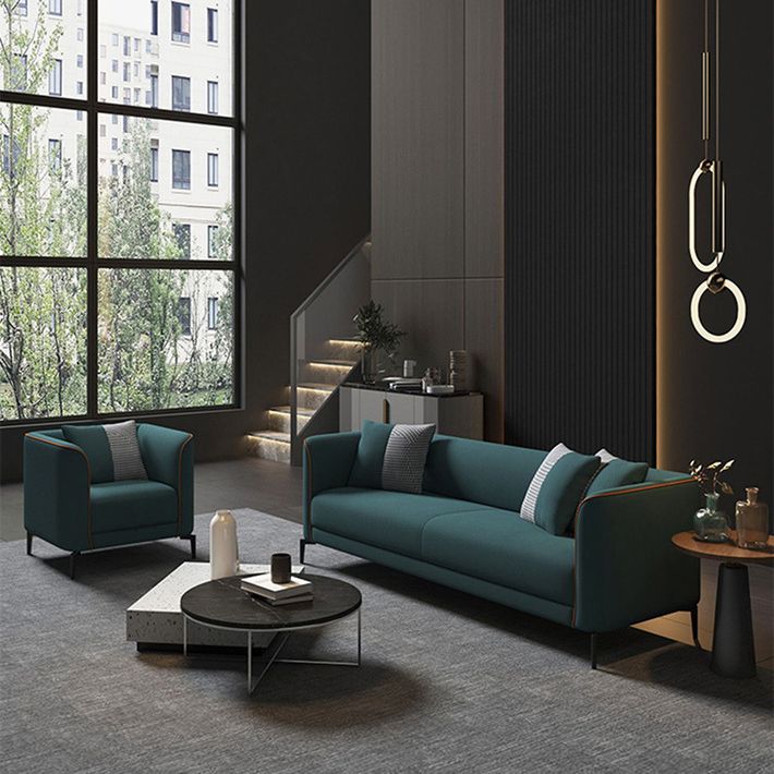 Faux Leather Sofa 25.59" D x 25.59" H Tuxedo Arm Sofa for Living Room Clearhalo 'furn' 'furn_sofas' 'Furniture' 'Living Room Furniture' 'Sofa' 'sofas' 1200x1200_3e6515aa-fd8d-430b-9ed0-5b29844eed6e