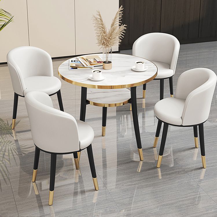 Tavolo da pranzo rotondo Tabletop in legno bianco moderno con deposito