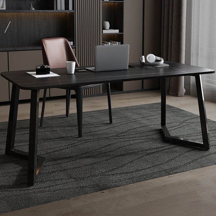 Rectangular Shaped Office Table Stone Writing Desk in Grey/White/Black Clearhalo 'furn' 'furn_office_desk' 'Furniture' 'Office Desks' 'Office Furniture' 'office_desk' 1200x1200_3e652cc8-f6cb-4bf1-8dbf-e412888a9f90