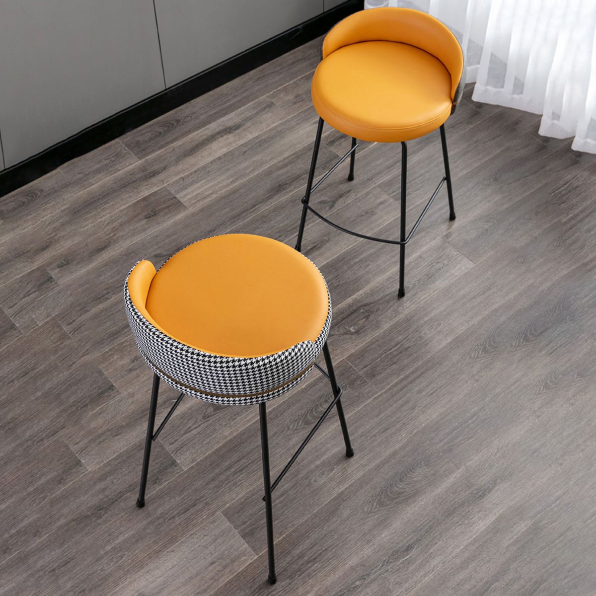 Contemporary Bar and Counter Stool Low Back Stool with 4 Legs in Black Clearhalo 'Bar Furniture' 'Bar Stools' 'bar_stools' 'furn' 'furn_bar_stools' 'Furniture' 'furniture_bar_stools' 'Kitchen & Dining Furniture' 1200x1200_3e65b592-a19a-49d7-88c5-85a4bf0a088a