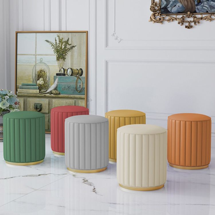 Stylish Indoor Leather Ottoman Solid Color Round Velvet Foot Stool Ottoman Clearhalo 'furn' 'furn_ottomans_poufs' 'Furniture' 'Living Room Furniture' 'Ottomans & Poufs' 'ottomans_poufs' 1200x1200_3e65e1e8-8651-4f4f-8e73-6320f66a0173