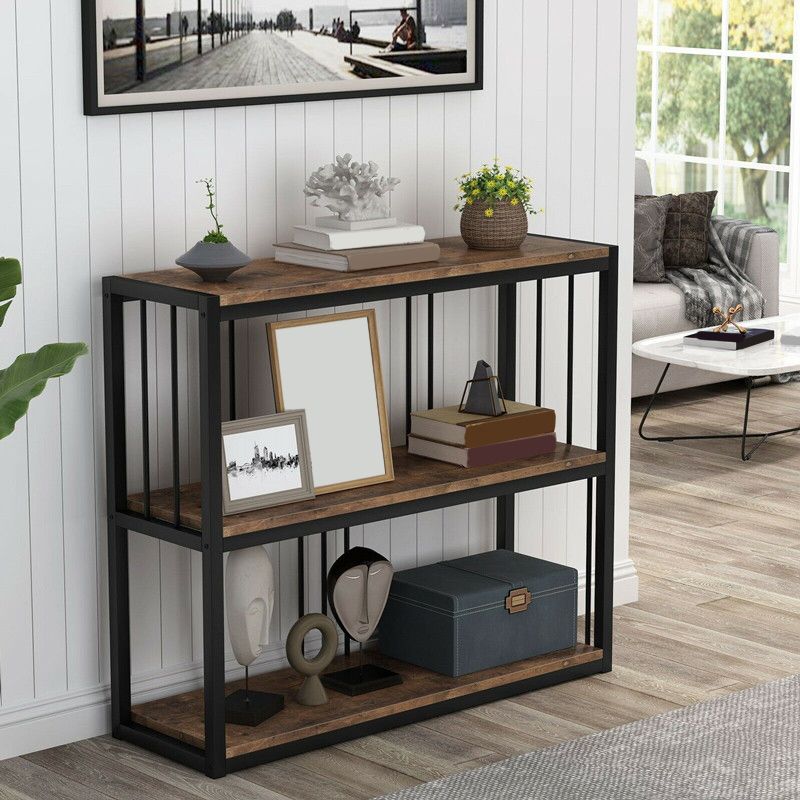 Console del pavimento del pavimento del rettangolo moderno con console in legno massiccio di metà secolo