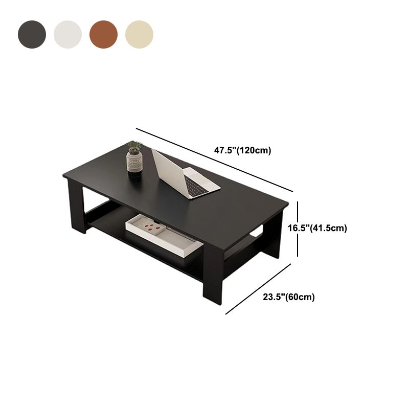 Rectangular Wooden 4 Legs Coffee Cocktail Table with Storage Shelf Clearhalo 'Coffee & Accent Tables' 'Coffee Tables' 'coffee_tables' 'furn' 'furn_coffee_tables' 'Furniture' 'Living Room Furniture' 1200x1200_3e65fd50-026b-4d4e-978c-14e21cf0a52b
