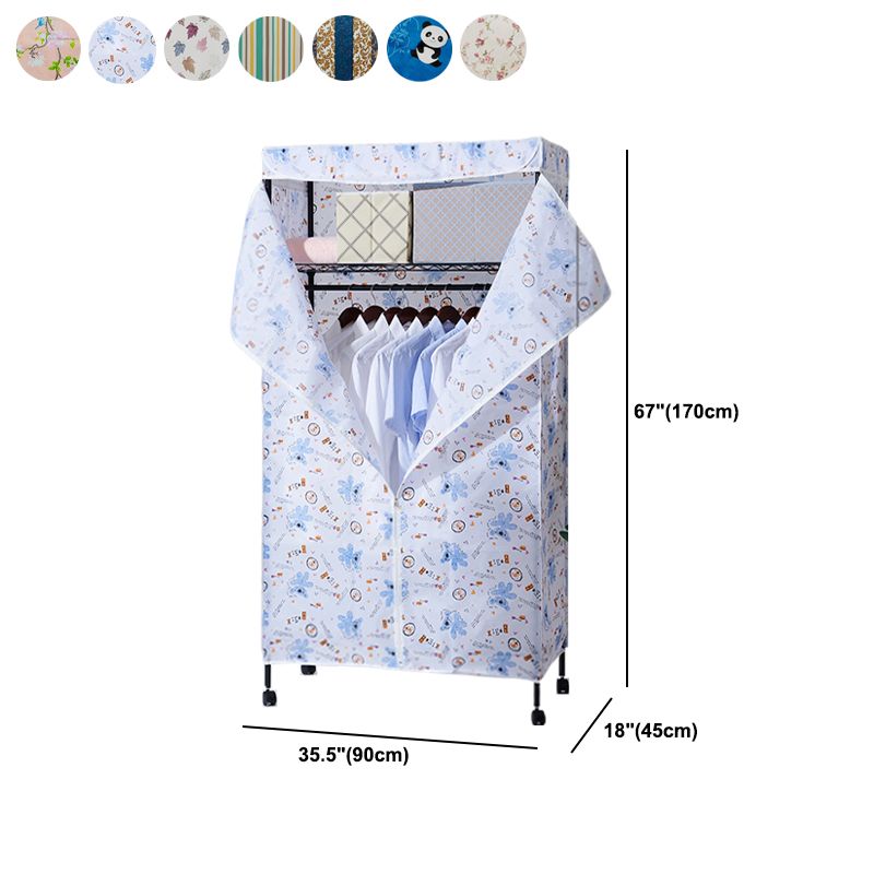 Modern Style Wardrobe Metal 2-Teir Adjustable Shelves Wardrobe Closet Clearhalo 'Armoires & Wardrobes' 'armoires_wardrobes' 'Bedroom Furniture' 'furn' 'furn_armoires_wardrobes' 'Furniture' 1200x1200_3e66fb98-3f83-4797-ae32-c44a9c1eb87d