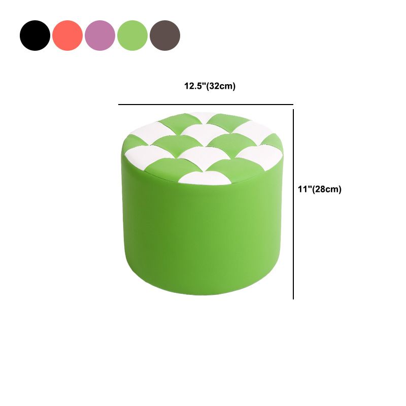 Contemporary Pouf Ottoman PU Leather Upholstered Tufted Square Pattern Round Ottoman Clearhalo 'furn' 'furn_ottomans_poufs' 'Furniture' 'Living Room Furniture' 'Ottomans & Poufs' 'ottomans_poufs' 1200x1200_3e66fe54-4bf1-44f3-8293-149b81166d4d