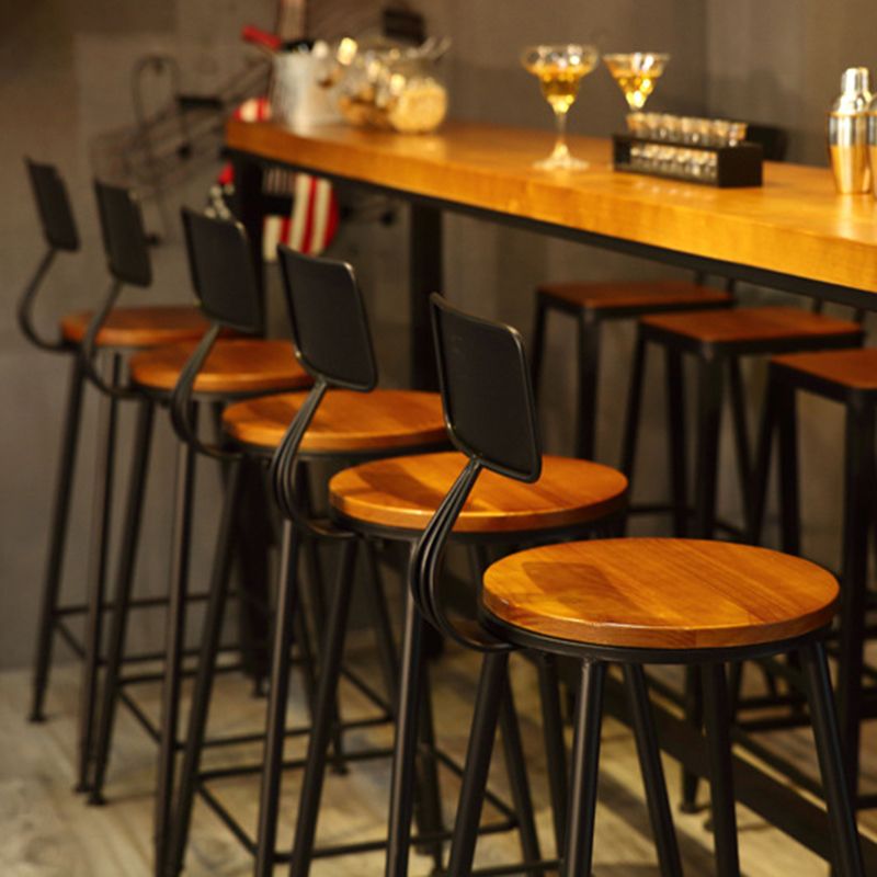Metal Bar Stools Industrial Barstool in Black and Brown with Footrest