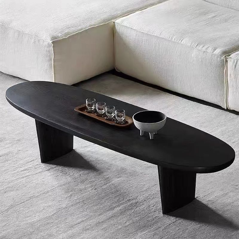 Modern 2 Legs Oval Cocktail Table Wooden Coffee Table in Black Clearhalo 'Coffee & Accent Tables' 'Coffee Tables' 'coffee_tables' 'furn' 'furn_coffee_tables' 'Furniture' 'Living Room Furniture' 1200x1200_3e681b6e-069b-4f6d-bdb2-53c84c9170ed