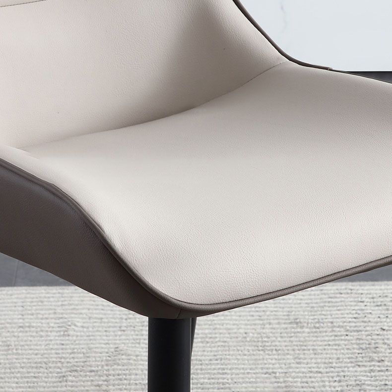 Contemporary Dining Room Chairs Matte Finish Leather Curved Parsons Arm Chair Clearhalo ' kitchen&dining_furn' 'Dining Chairs' 'Dining Tables & Seating' 'dining_chair' 'furn' 'furn_dining_chair' 'Furniture' 'furniture_dining_chair' 'Kitchen & Dining Furniture' 'kitchen' 1200x1200_3e6b1a4b-c694-4993-bf83-ce8c5b8b6747