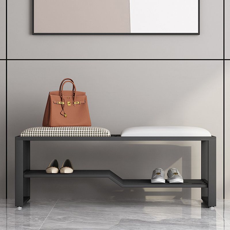 Rectangle Modern Entryway Bench Cushioned Metal Seating Bench Clearhalo 'Benches' 'Chairs & Seating' 'furn' 'furn_benches' 'Furniture' 'Living Room Furniture' 1200x1200_3e6bcc87-67e6-4abb-a040-c1a2791198eb