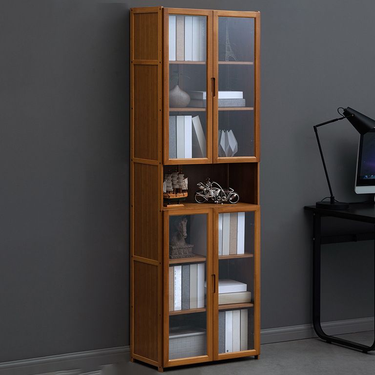 Contemporary Style Wood Bookcase Closed Back Bookshelf with Door for Home