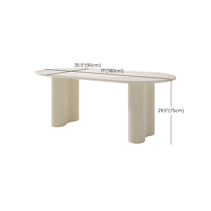 1/2/5/7 Stücke weiß oval gesinterte Stein -Ess -Ess -Set für Zuhause