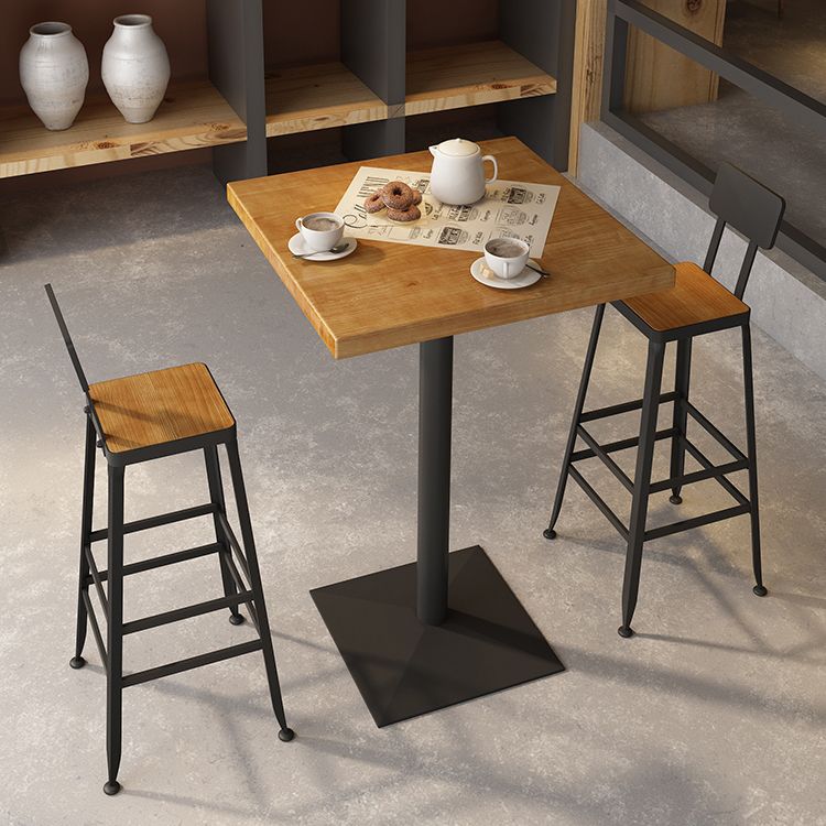 Indoor Industrial Bar Dining Table Square Metal and Wood Bar Table Clearhalo 'Bar Furniture' 'Bar Tables' 'bar_tables' 'furn' 'furn_bar_tables' 'Furniture' 'Kitchen & Dining Furniture' 1200x1200_3e6d1ee6-0e0e-4bfa-b600-209c3d90179b
