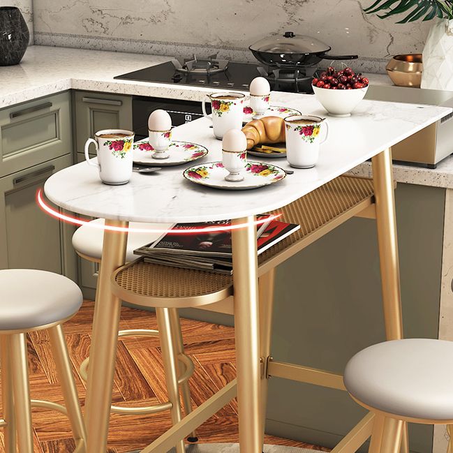 Stone Indoor Glam Bar Dining Table Iron Four Leg Pedestal Bistro Table with Footrest Clearhalo 'Bar Furniture' 'Bar Tables' 'bar_tables' 'furn' 'furn_bar_tables' 'Furniture' 'furniture_bar_tables' 'Kitchen & Dining Furniture' 'kitchen&dining_furn' 'kitchen' 1200x1200_3e6e382b-6ab8-4df7-8ae7-49a25225c6f3