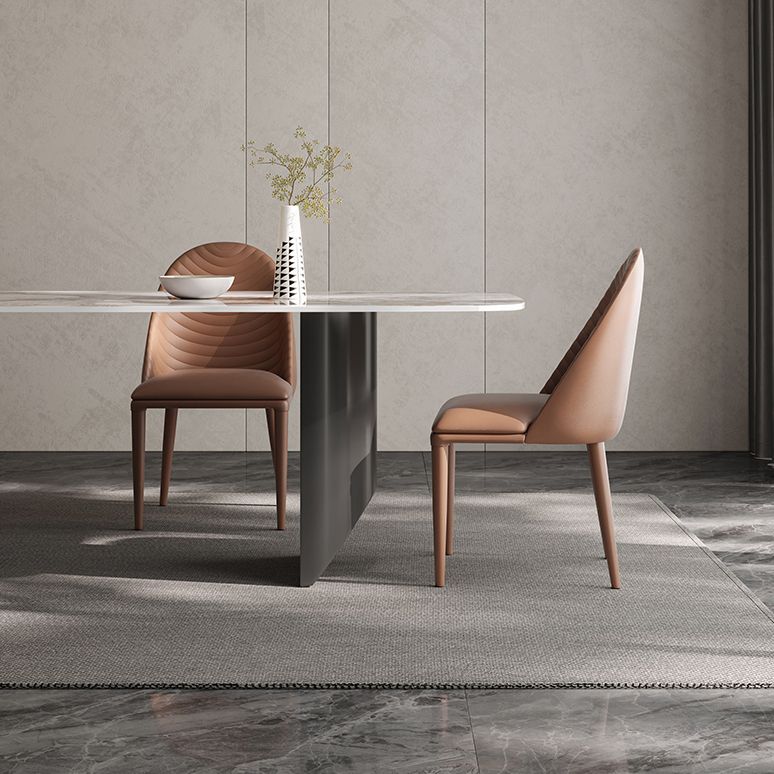 Luxury Double Pedestal Dining Table Sintered Stone Dining Room Desk Clearhalo 'Dining Tables & Seating' 'Dining Tables' 'dining_table' 'furn' 'furn_dining_table' 'Furniture' 'Kitchen & Dining Furniture' 1200x1200_3e6f7b2e-db57-45fd-8b76-7adec18b023b