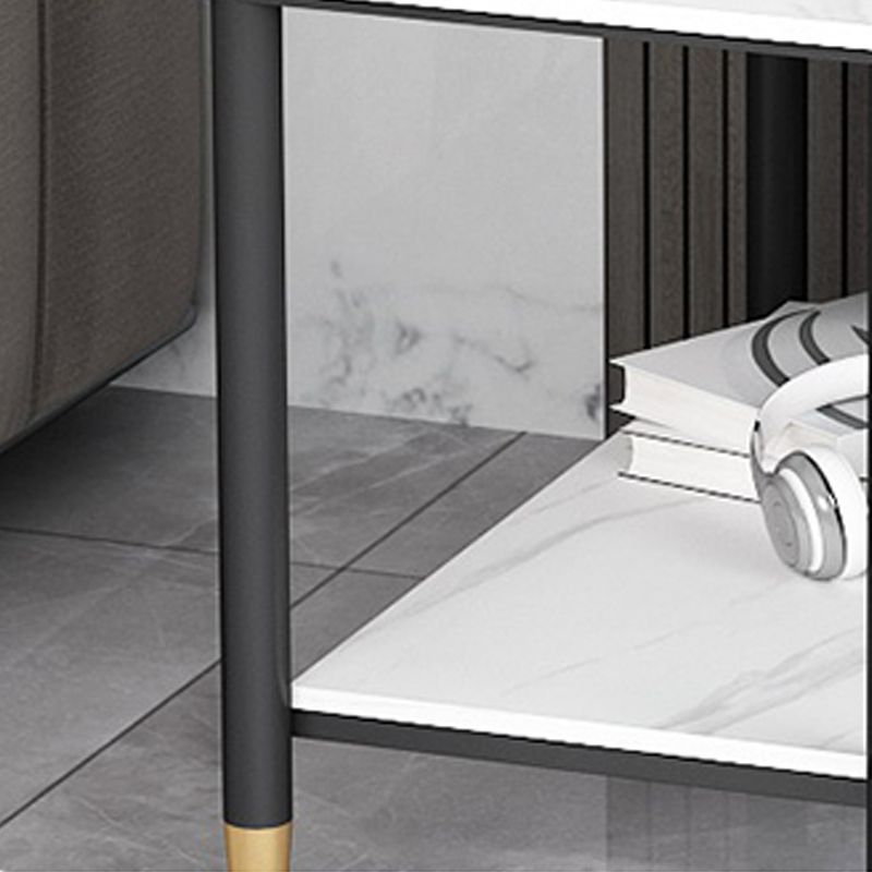 Tavolo da parte superiore in ardesia quadrata contemporanea Metal 4 gambe laterale