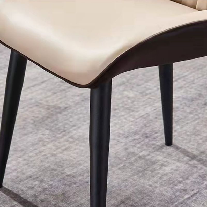 Contemporary Wingback Dining Chair PU Leather Armless Chair with Metal Legs Clearhalo 'Dining Chairs' 'Dining Tables & Seating' 'dining_chair' 'furn' 'furn_dining_chair' 'Furniture' 'Kitchen & Dining Furniture' 1200x1200_3e738f3c-ef8d-4d36-8b5f-d38b2b913883