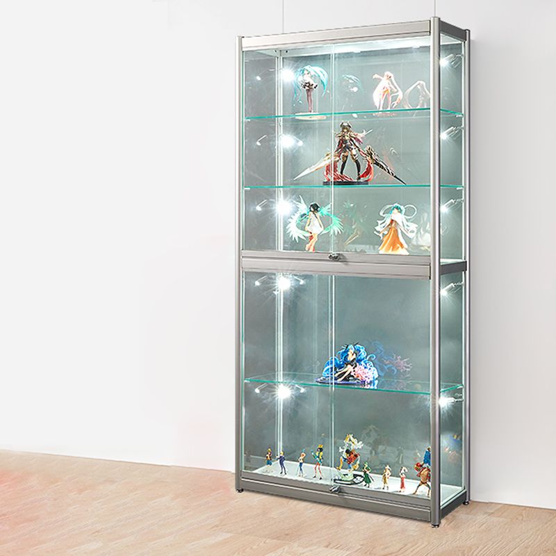 White Display Stand Modern Curio Cabinet with Glass Locking Door Clearhalo 'Display & China Cabinets' 'display_china_cabinets' 'furn' 'furn_display_china_cabinets' 'Furniture' 'Kitchen & Dining Furniture' 1200x1200_3e77bd3b-6d8c-4666-b89e-61b943916082