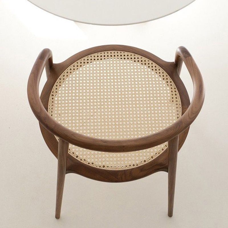 Solid Wood Frame Arms Included Chair with Sloped Arms and 4 Legs