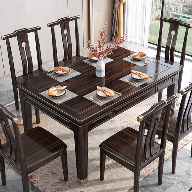 54.3"L x 33.5"W x 29.5"H Rectangle 4 Legs Luxury Table Fixed Table for Dining Room Clearhalo ' dining_table' 'Dining Tables & Seating' 'Dining Tables' 'furn' 'furn_dining_table' 'Furniture' 'furniture_dining_table' 'Kitchen & Dining Furniture' 'kitchen&dining_furn' 'kitchen' 'kitchen_dining_table' 1200x1200_3e7b4520-93a9-49f4-bc87-7dc506f18fda