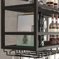Metal Hanging Wine Glass Rack Modern Black Wine Holder with Shelves