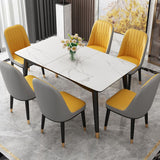 Modern Dining Table Set White Scalable Sintered Stone Dining Table with 4 Legs Base Clearhalo 'Dining Room Sets' 'Dining Tables & Seating' 'dining_room_set' 'Furniture' 'furniture_dining_room_set' 'Kitchen & Dining Furniture' 'kitchen&dining_furn' 'kitchen' 1200x1200_3e7e35dc-abac-463f-aa05-c86d539ce515