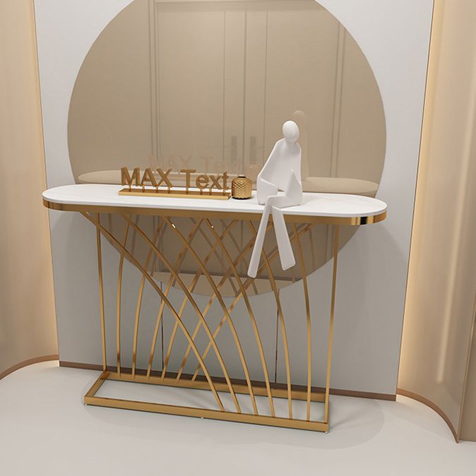 Tavolo da divano console in pietra glam tavolo accento console ovale per hall