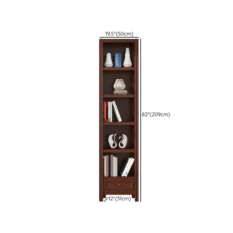 Standard Wooden Bookshelf Closed Back Contemporary Bookcase with Drawers