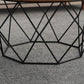 Contemporary Wooden Top Round Coffee Table with Black Metal Frame Base