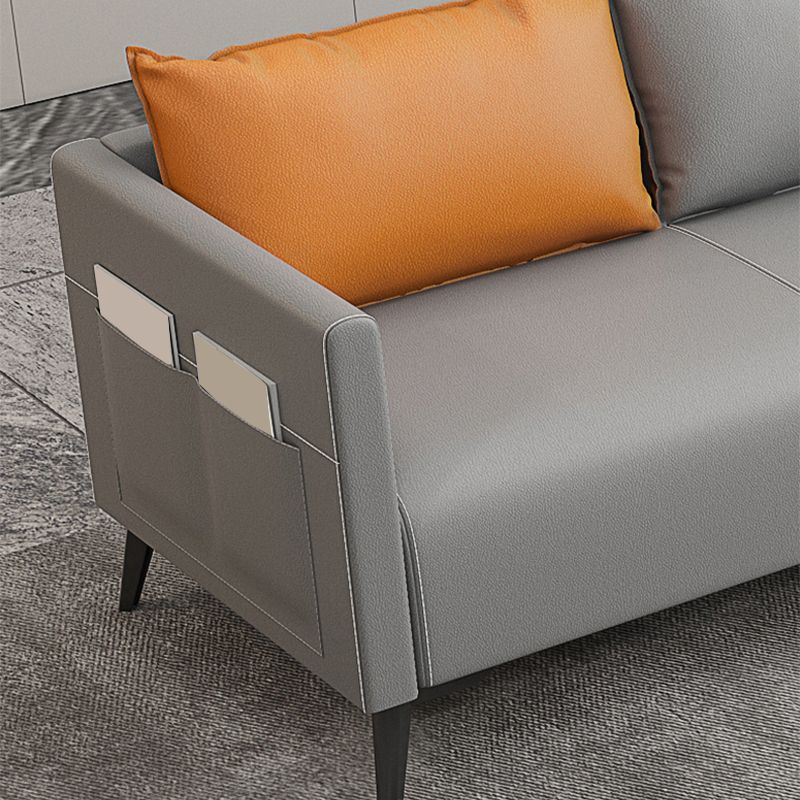 Leather Grey Sofa Stationary Square Arm Seating for Living Room Clearhalo 'furn' 'furn_sofas' 'Furniture' 'Living Room Furniture' 'Sofa' 'sofas' 1200x1200_3e819109-e8bf-4f05-9956-897812697c07