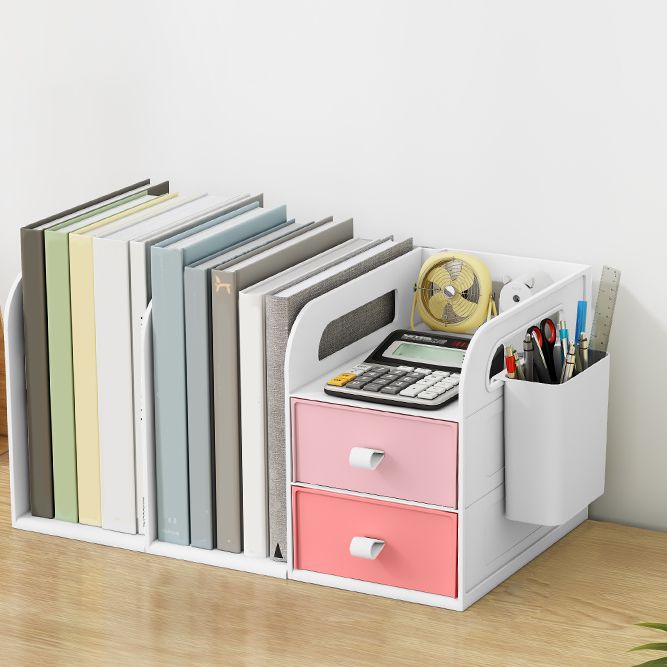 Modern Standard Plastic Bookcase Closed Back Bookshelf for Desk