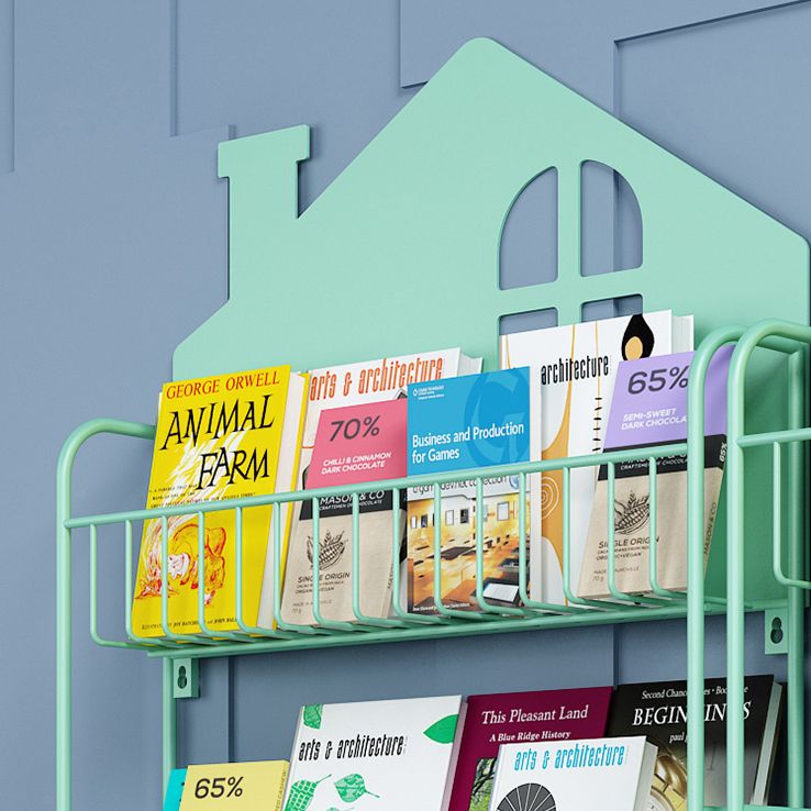 Contemporary Metal Bookcase Wall Mounted Closed Back Bookshelf for Home Office