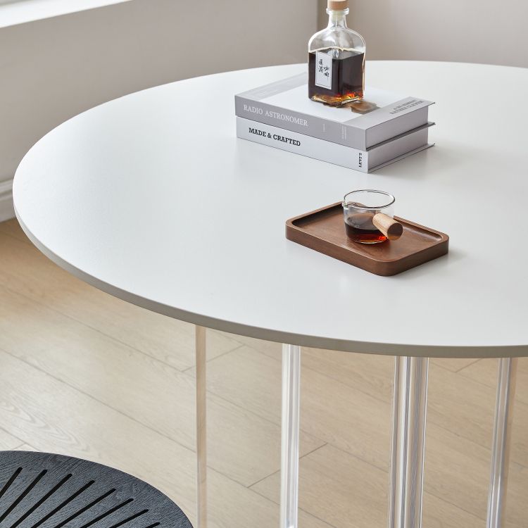 White Stone Dining Table Modern Round Dining Table with Acrylic Legs Clearhalo 'Dining Tables & Seating' 'Dining Tables' 'dining_table' 'furn' 'furn_dining_table' 'Furniture' 'Kitchen & Dining Furniture' 1200x1200_3e833726-0fe0-4739-a2aa-c02ae5705988