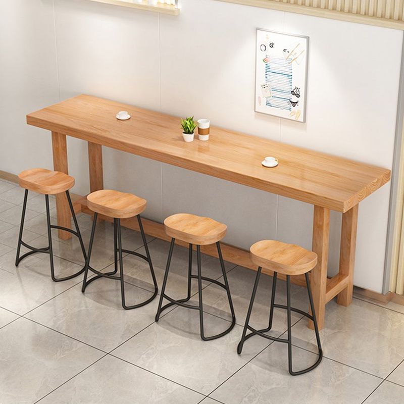 Modern Beige Rectangle Bar Dining Table Pine Wood Indoor Bistro Table with Footrest Clearhalo 'Bar Furniture' 'Bar Tables' 'bar_tables' 'furn' 'furn_bar_tables' 'Furniture' 'furniture_bar_tables' 'Kitchen & Dining Furniture' 1200x1200_3e83e57f-45ce-4eae-b1b1-48bc7f944d3e
