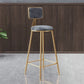 Glam Round Counter Stool Footrest Upholstered Low Back Indoor  Dining Stool