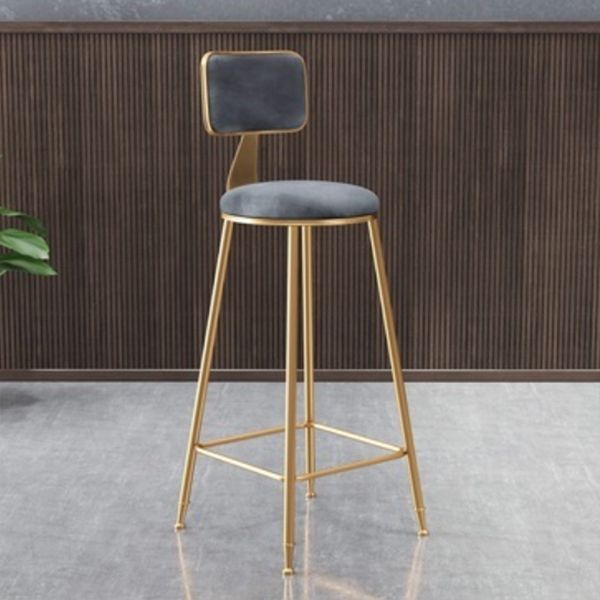 Glam Round Counter Stool Footrest Upholstered Low Back Indoor  Dining Stool