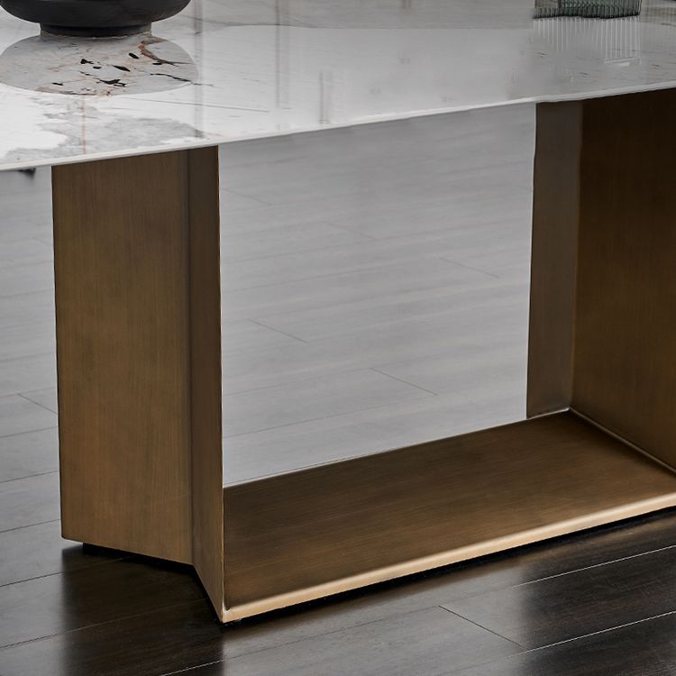 Mesa rectangular de la mesa de comedor de piedra sinterizada industrial con base de pedestal individual