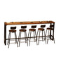 Pine Wood Bar Dining Table Industrial Rectangle Bar Table with Trestle Base in Black