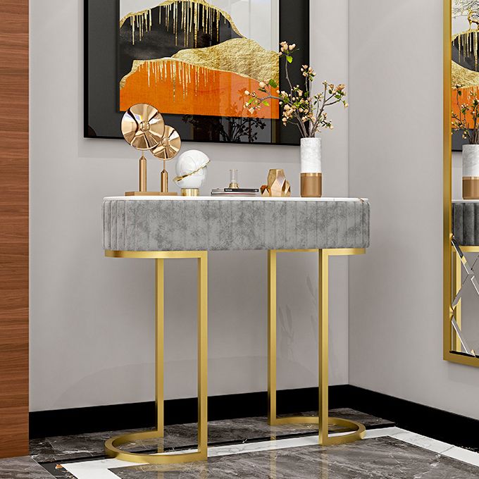 Tavolino di accento console ovale glam finitura antica 13,78 "con console di divano