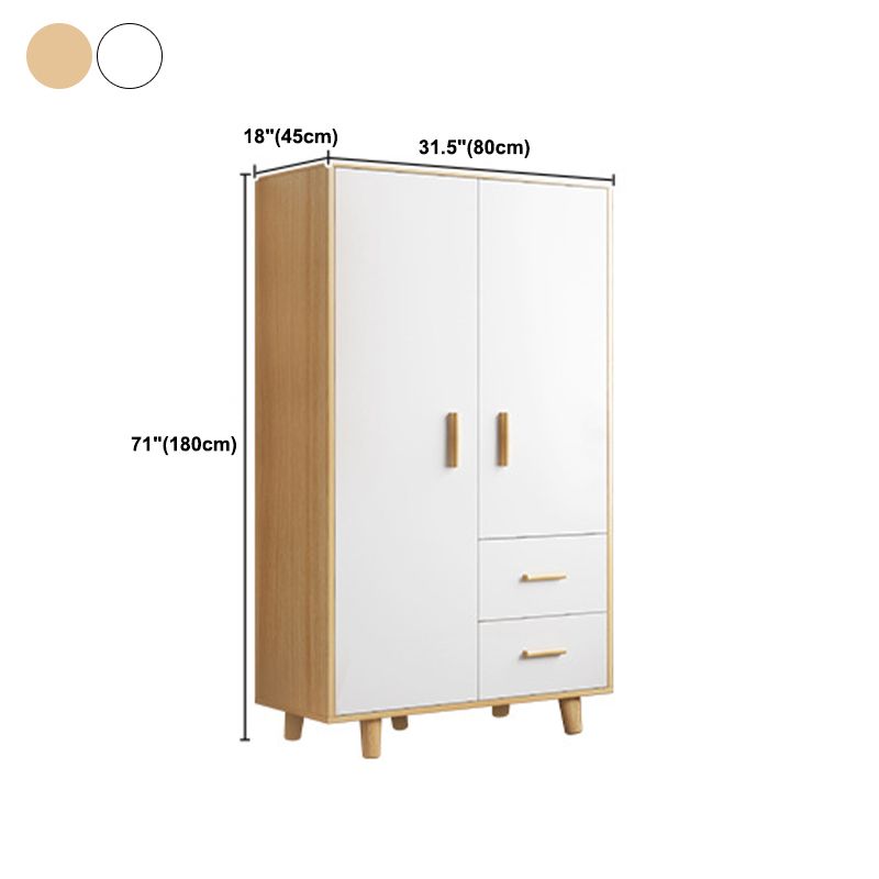 Contemporary Wardrobe Armoire Wooden Armoire with Doors and Legs