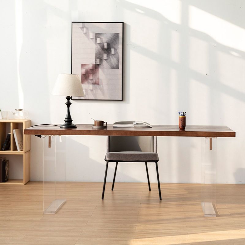 Rectangle Contemporary Standard Height Table Solid Wood Double Pedestal Dining Table Clearhalo 'Dining Tables & Seating' 'Dining Tables' 'dining_table' 'furn' 'furn_dining_table' 'Furniture' 'furniture_dining_table' 'Kitchen & Dining Furniture' 'kitchen' 'kitchen_dining_table' 1200x1200_3e8ab35f-5c2b-4dd3-8b81-5d57ac1101c3