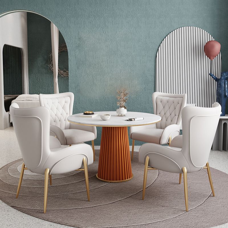 1/5 Pcs Metal Modern Dining Room Set with Round Table and Pedestal Base Dining Set Clearhalo 'Dining Room Sets' 'Dining Tables & Seating' 'dining_room_set' 'furn' 'furn_dining_room_set' 'Furniture' 'furniture_dining_room_set' 'Kitchen & Dining Furniture' 'kitchen&dining_furn' 'kitchen' 1200x1200_3e8d4b7b-d8a3-4762-9f42-cfbebb2137c9