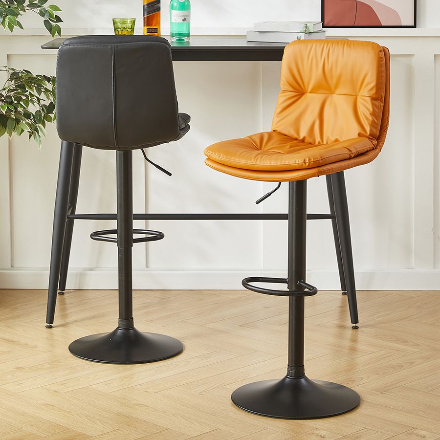 Style moderne tabouret de bar rembourré à réglage rotatif avec des jambes en métal