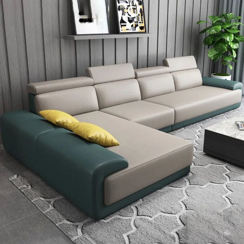 Modern Sectional with Adjustable Head Pillow and Pillow Top Arm Clearhalo 'furn' 'furn_sectionals' 'Furniture' 'Living Room Furniture' 'Sectionals' 1200x1200_3e8e24ab-faf9-4a37-a3de-9d7d240c1f55